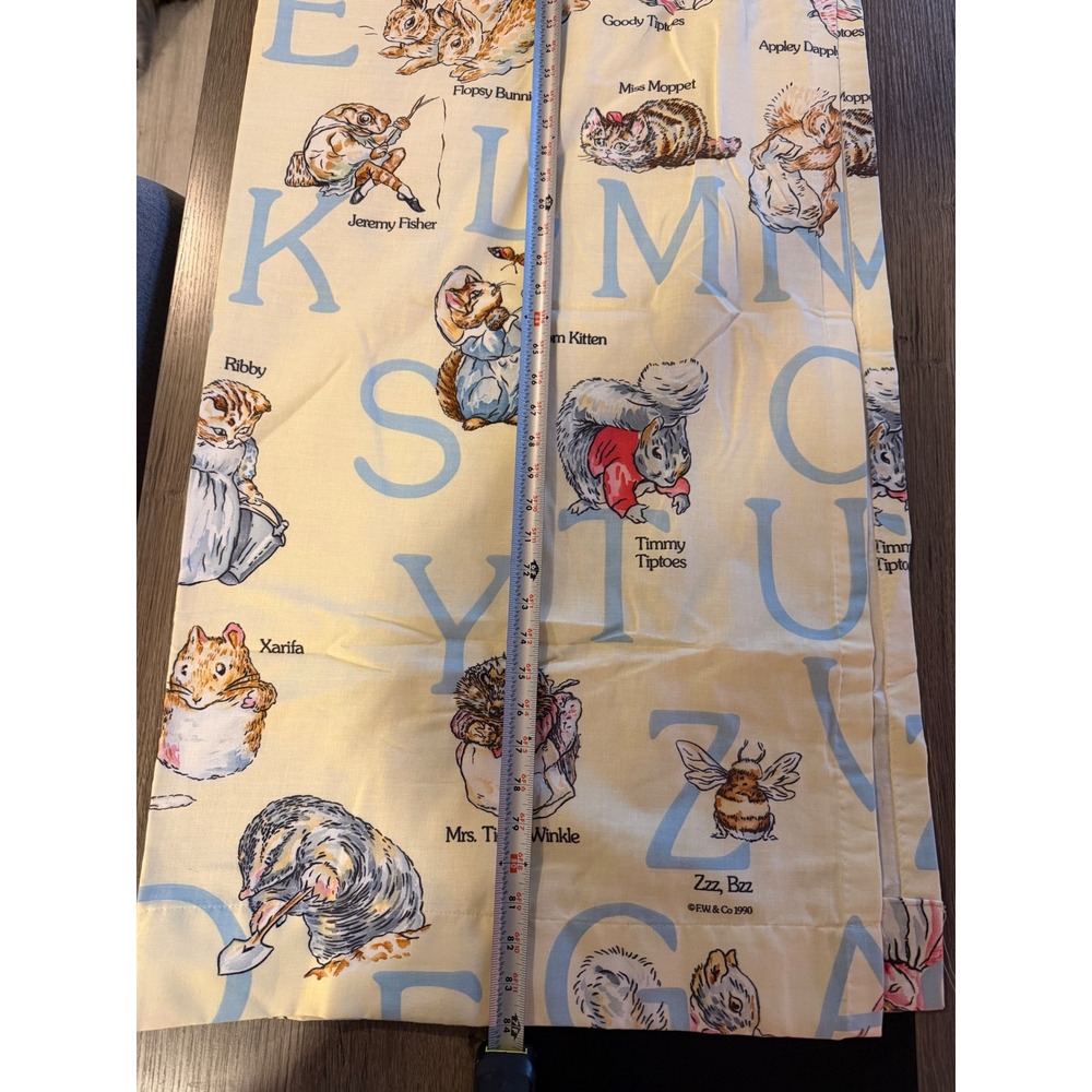 Vintage Cannon Peter Rabbit Alphabet Curtains Set Beatrix Potter Nursery Yellow